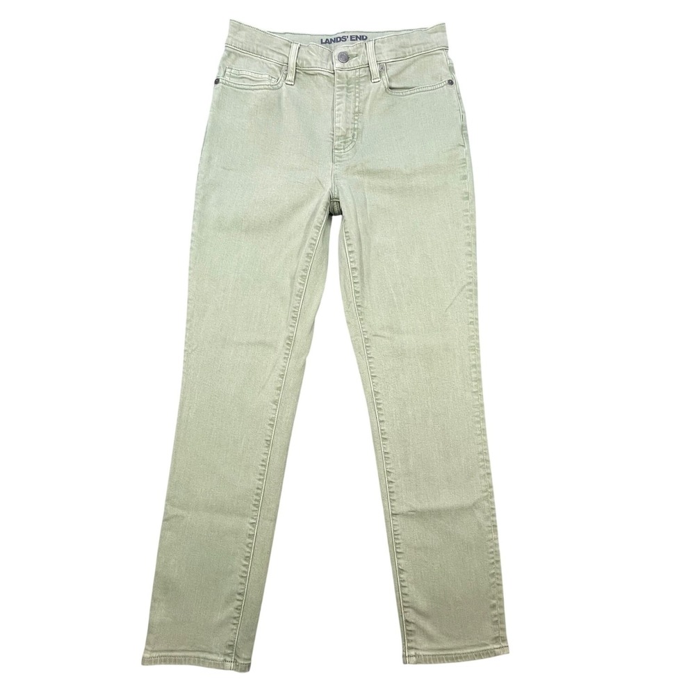 Lands End Sage Green High Rise Slim Ankle Jean Womens 4